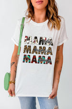 MAMA Graphic Cuffed Round Neck Tee Shirt - SHE BADDY© ONLINE WOMEN FASHION & CLOTHING STORE