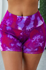 Tie-Dye Wide Waistband Yoga Shorts - SHE BADDY© ONLINE WOMEN FASHION & CLOTHING STORE