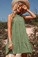Tie Back Sleeveless Tiered Dress - SHE BADDY© ONLINE WOMEN FASHION & CLOTHING STORE