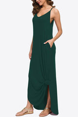 Split Spaghetti Strap Maxi Dress with Pockets - SHE BADDY© ONLINE WOMEN FASHION & CLOTHING STORE