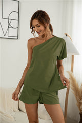 One Shoulder Asymmetry Top & Shorts - SHE BADDY© ONLINE WOMEN FASHION & CLOTHING STORE