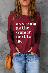 Letter Graphic Thumbhole Sleeve Top - SHE BADDY© ONLINE WOMEN FASHION & CLOTHING STORE