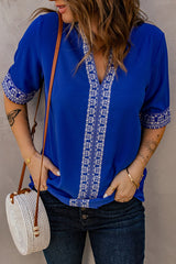 Embroidered V-Neck Top - SHE BADDY© ONLINE WOMEN FASHION & CLOTHING STORE