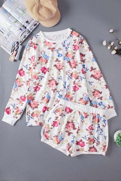 Floral Long Sleeve Top and Shorts Lounge Set - SHE BADDY© ONLINE WOMEN FASHION & CLOTHING STORE