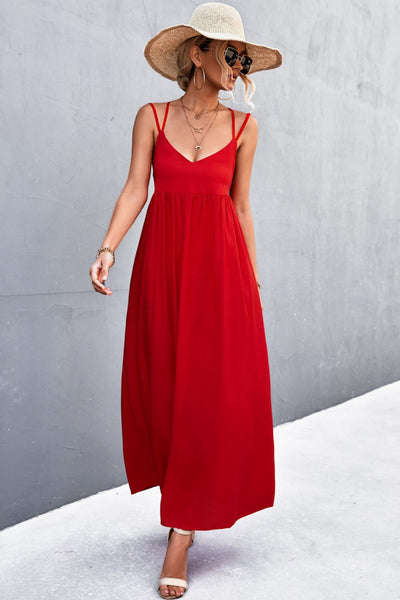 Double Strap Tie Back Dress - SHE BADDY© ONLINE WOMEN FASHION & CLOTHING STORE