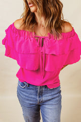 Tied Off-Shoulder Layered Blouse - SHE BADDY© ONLINE WOMEN FASHION & CLOTHING STORE