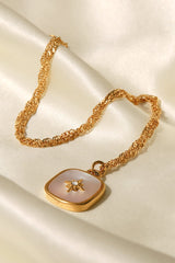 Inlaid Shell Square Pendant Necklace - SHE BADDY© ONLINE WOMEN FASHION & CLOTHING STORE