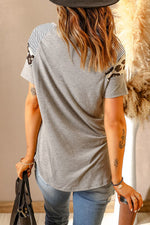Easter Rabbit Graphic Striped Leopard Raglan Sleeve Tee - SHE BADDY© ONLINE WOMEN FASHION & CLOTHING STORE