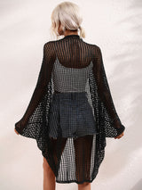Openwork Open Front Longline Cover Up - SHE BADDY© ONLINE WOMEN FASHION & CLOTHING STORE