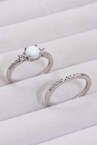 925 Sterling Silver Opal Split Shank Ring - SHE BADDY© ONLINE WOMEN FASHION & CLOTHING STORE