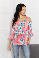 Sew In Love Full Size Fresh Take  Floral Cold-Shoulder Top - SHE BADDY© ONLINE WOMEN FASHION & CLOTHING STORE