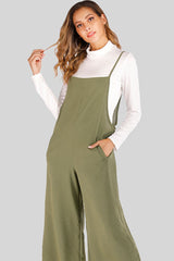 Full Size Cropped Wide Leg Overalls with Pockets - SHE BADDY© ONLINE WOMEN FASHION & CLOTHING STORE