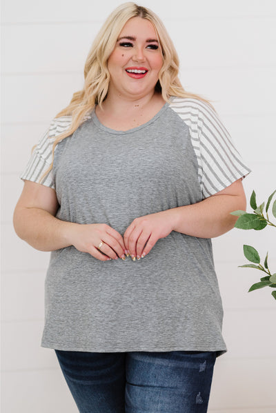 Plus Size Striped Raglan Sleeve T-Shirt - SHE BADDY© ONLINE WOMEN FASHION & CLOTHING STORE