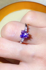 1 Carat Moissanite Heart-Shaped Platinum-Plated Ring in Purple - SHE BADDY© ONLINE WOMEN FASHION & CLOTHING STORE