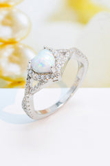 925 Sterling Silver Heart Opal Crisscross Ring - SHE BADDY© ONLINE WOMEN FASHION & CLOTHING STORE