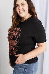 mineB Full Size WILD FREE Graphic Round Neck Tee - SHE BADDY© ONLINE WOMEN FASHION & CLOTHING STORE