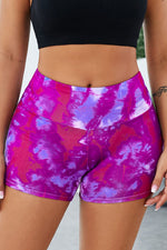 Tie-Dye Wide Waistband Yoga Shorts - SHE BADDY© ONLINE WOMEN FASHION & CLOTHING STORE