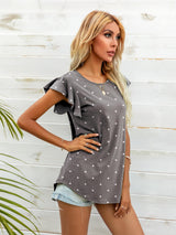 Round Neck Butterfly Sleeve Top - SHE BADDY© ONLINE WOMEN FASHION & CLOTHING STORE