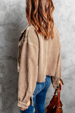 Plaid Corduroy Dropped Shoulder Jacket - SHE BADDY© ONLINE WOMEN FASHION & CLOTHING STORE