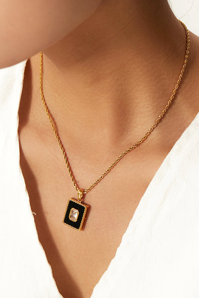 Square Pendant Twisted Chain Necklace - SHE BADDY© ONLINE WOMEN FASHION & CLOTHING STORE